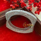 White Tone American Diamond Bracelet-Round-G3243